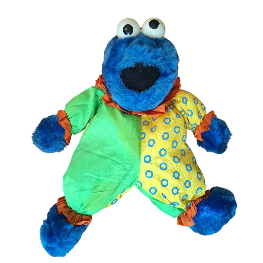 Vintage 1986 Applause Sesame Street Cookie Monster Parachute Clown Plush 20"